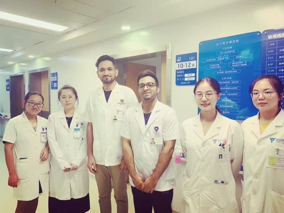 Dr. Junaid Iqbal with fellow doctors at Hangzhou First People’s Hospital